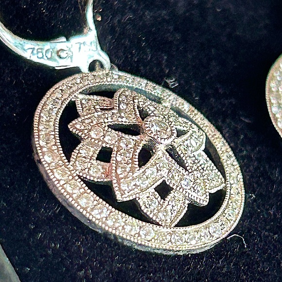 Vintage 18k Natural Diamond Drop Earrings - Picture 7 of 10